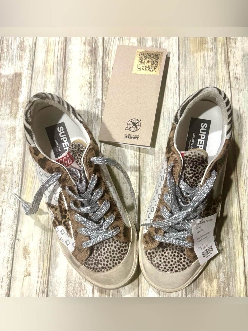 Golden Goose Leopard White Sneakers – Size 7